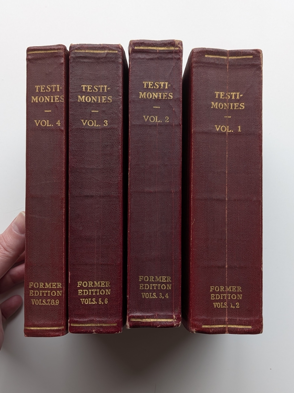 Antique 1902 Set of "Testimonies for the Church" Adventist Books, Vol. 1-4